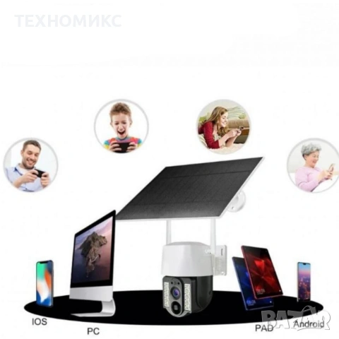 IP66 Слънчево захранвана външна 8MP камера с телефонно приложение V380, снимка 13 - Камери - 53881812