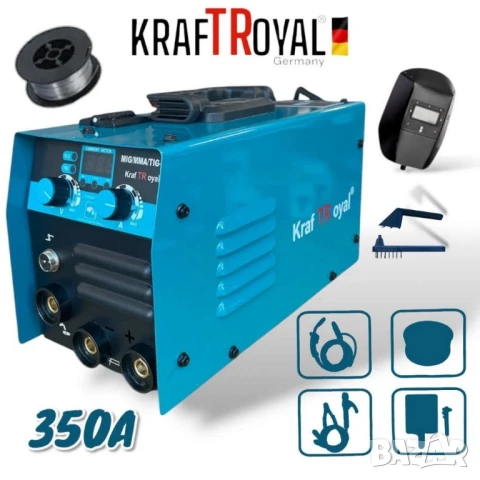 Инверторен електрожен с телоподаващо KraftRoyal – 2 в 1 MIG/MMA заваръчен апарат
24 месеца гаранция, снимка 1