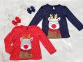 Коледна блуза с елен 1-2-3 години, снимка 1 - Детски Блузи и туники - 30914693