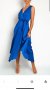 Синя сатенена рокля, снимка 1 - Рокли - 37830638