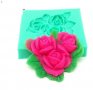 квадрат с 3 рози силиконов молд форма декорация торта фондан шоколад и др, снимка 1 - Форми - 16252207