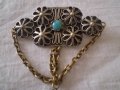 УНИКАЛНА АНТИЧНА БРОШКА С СИН КАМЪК, снимка 1