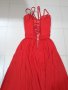 Елегантна дълга червена рокля Megz