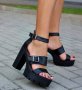Сандали на ток - черна кожа - 911, снимка 2