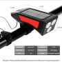 Соларна / USB акумулаторна LED светлина за велосипед с клаксон, 350Lum, снимка 3