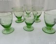 Стари стъклени чаши чашки и гарафа зелено стъкло, снимка 2