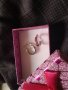 Сребърни обеци с розов седеф-нови халки., снимка 1 - Обеци - 14746583