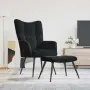 vidaXL Релаксиращ фотьойл с табуретка, черен кадифе, снимка 2
