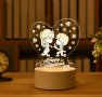 3D LED нощна лампа 9 модела, лед лампа, love, happy birthday, снимка 1