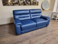 Син кожен диван тройка - 100 % естествена кожа, снимка 4