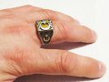 стар красив мъжки сребърен пръстен с полумесецът и звездата, турски пръстен, османск