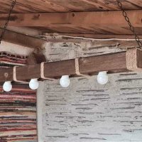 Дървени винтидж полилеи - ръчна изработка за дома, тераса, механа, барбекю, битова стая, битов кът, снимка 3 - Полилеи - 42860506