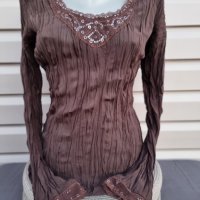Дамска тънка кафявя блуза с дълъг ръкав - модел 38, снимка 5 - Блузи с дълъг ръкав и пуловери - 39225375