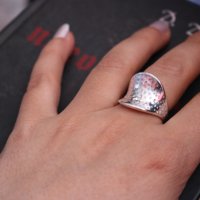 Стилен и елегантен сребърен пръстен модел R077, снимка 1 - Пръстени - 28927708