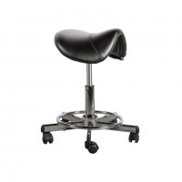 Козметичен/фризьорски стол - табуретка Rodeo - бяла/черна 50/59 см, снимка 2 - Друго оборудване - 29930755