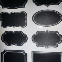 32 Големи Самозалепващи черни Етикети Лепенки Емблеми стикери надпис буркани кутии ръчна изработка, снимка 1 - Други - 35248024