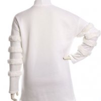 Бяла блуза с  пух на ръкавите, снимка 4 - Блузи с дълъг ръкав и пуловери - 35361462