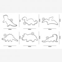 6 бр малки бр метални резци динозавър динозаври форми за сладки за украса тесто фондан резец форма, снимка 3 - Форми - 28875145