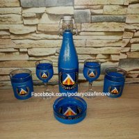 Подарък за фен на "ЛЕВСКИ"-ръчна декорация на бутилка с логото