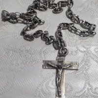 Vintage сребърен синджир с кръст Italy, снимка 4 - Колиета, медальони, синджири - 44280947
