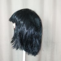 35 см Черна права перука с бретон на черта за парти, снимка 4 - Аксесоари за коса - 42778936