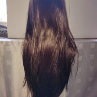 Учебна фризьорска глава 65-70  см тъмно кестеняво , снимка 7 - Аксесоари за коса - 35613718