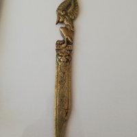 Античен китайски месингов нож за писма-рядък и уникален, снимка 7 - Антикварни и старинни предмети - 33753241
