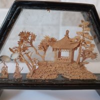 Диорама - азиатско изкуство от корк - ръчна изработка, снимка 5 - Антикварни и старинни предмети - 39435303