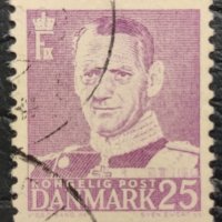 Дания, 1955 г. - самостоятелна марка, с печат, личности, 1*12, снимка 1 - Филателия - 37615337