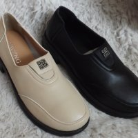 Обувки еко кожа, бежови и черни, код 535/ББ2/25, снимка 1 - Дамски ежедневни обувки - 42273025
