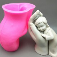 3D Дете сгушено в  Грамадна ръка шепа силиконов молд форма калъп гипс шоколад и др , снимка 1 - Форми - 30523341