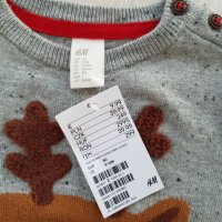 Коледен пуловер  H&M 3-6-9 месеца, снимка 4 - Бебешки блузки - 31805987