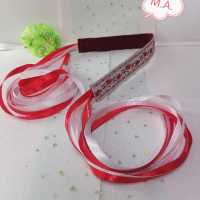 Косичник с червена и бяла лента(Модел 509), снимка 4 - Аксесоари за коса - 44618165