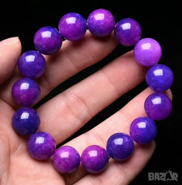 Гривна пурпурен сугилит 14мм подходяща за подарък, йога, медитация, снимка 1