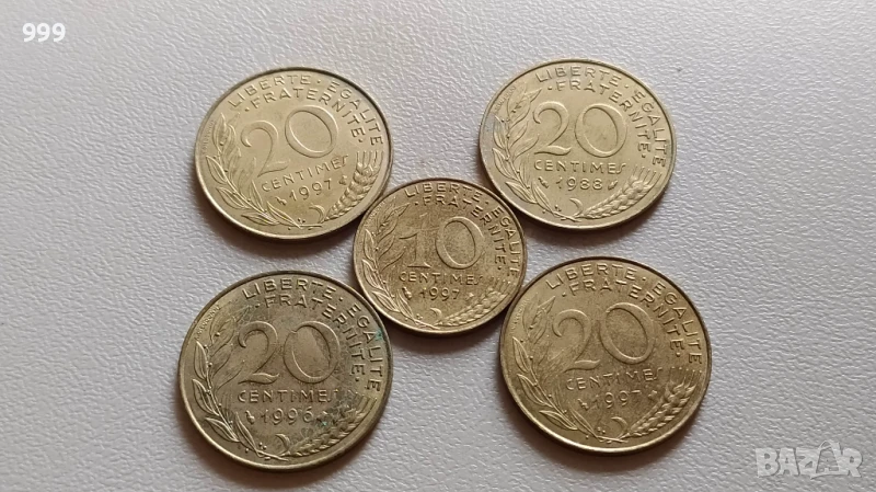 лот монети Франция - 5 броя, снимка 1