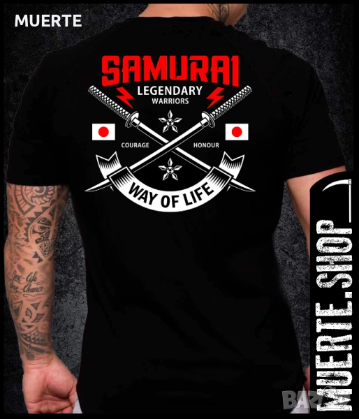 Черна тениска с щампа SAMURAI WAY OF LIFE, снимка 1