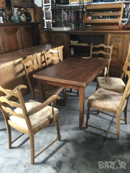 Стара маса и 6 стола, снимка 1