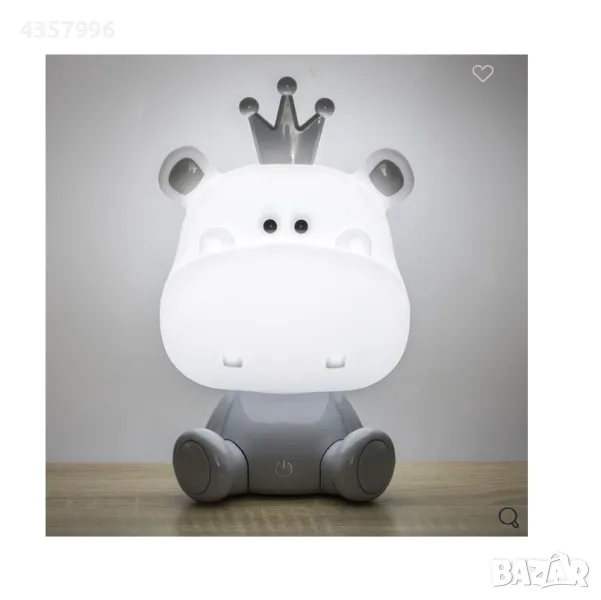 Декоративна нощна лампа за деца, Хипопотам, снимка 1