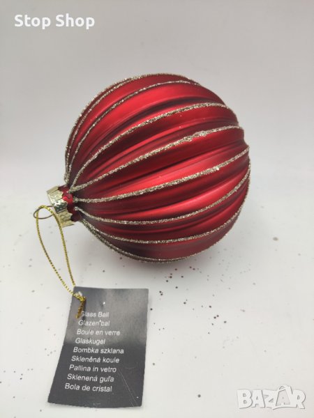 Стъклена коледна топка 10 см диаметър   Ръчно изработена , снимка 1