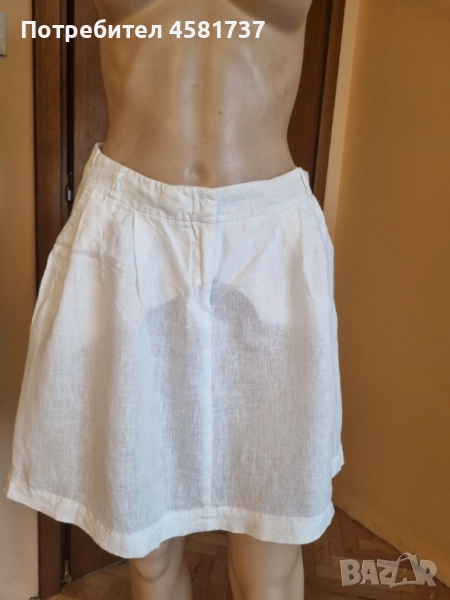 Бяла ленена пола Benetton, размер 38, снимка 1
