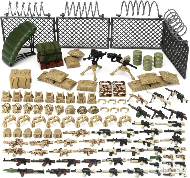 Комплект играчки - военни оръжия, строителни блокове, модели, екипировка - пустинна тематика, снимка 1