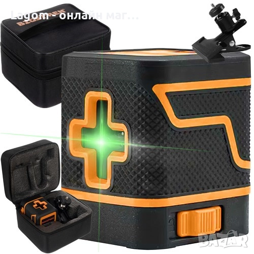 Лазерен нивелир с кръстосан лазер Bigstren, самонивелиращ се, зелен, 15x14x10cm, снимка 1