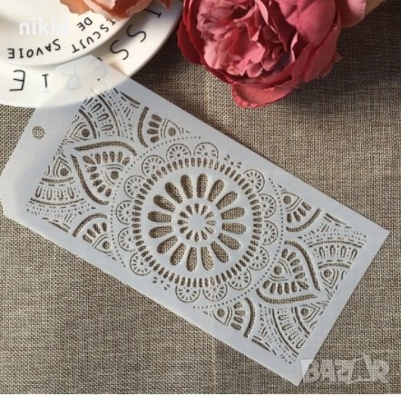 Цвете с орнаменти шаблон стенсил спрей за торта украса декор Scrapbooking, снимка 1