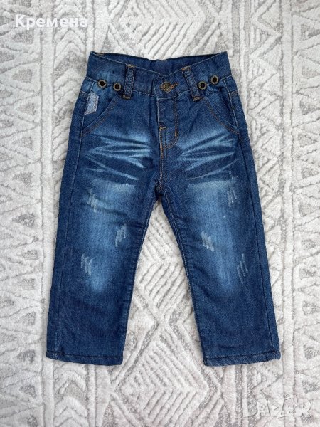 Нови бебешки подплатени дънки с накъсан ефект, снимка 1