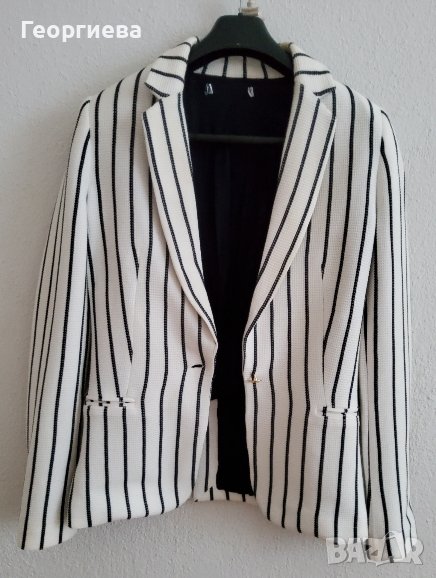 Черно-бяло раирано сако, снимка 1