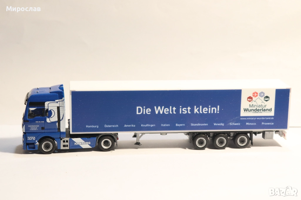 HERPA H0 1/87 MAN КАМИОН МОДЕЛ ТИР КОЛИЧКА, снимка 1