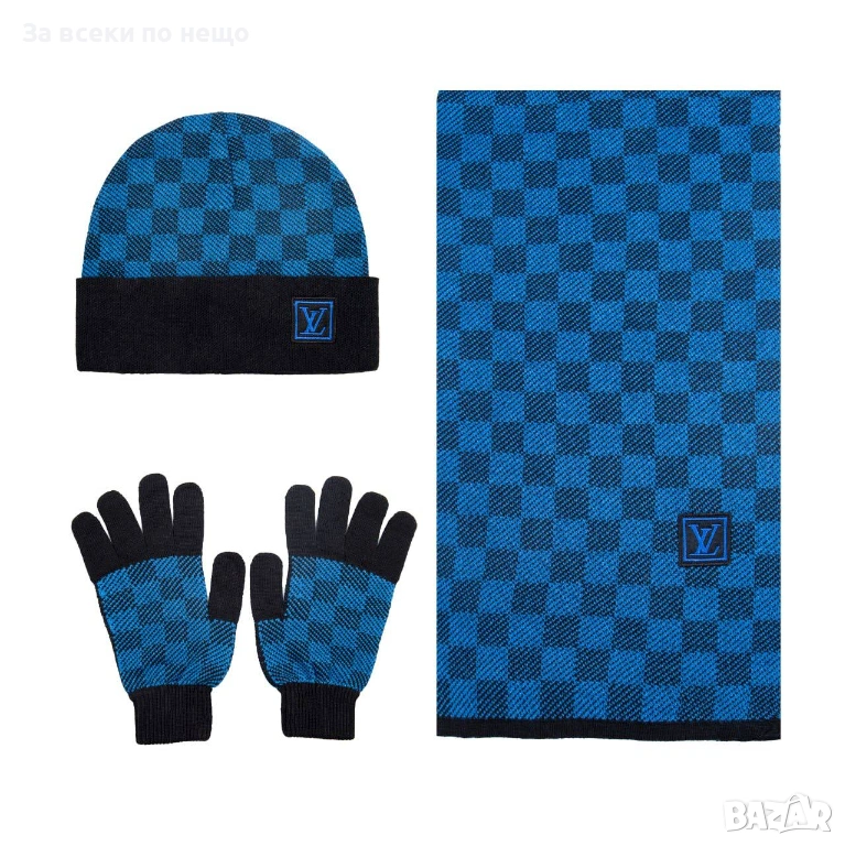 Louis Vuitton Комплект Зимен Шал, Зимна Шапка И Ръкавици - Налични Различни Цветове Код SK436, снимка 1