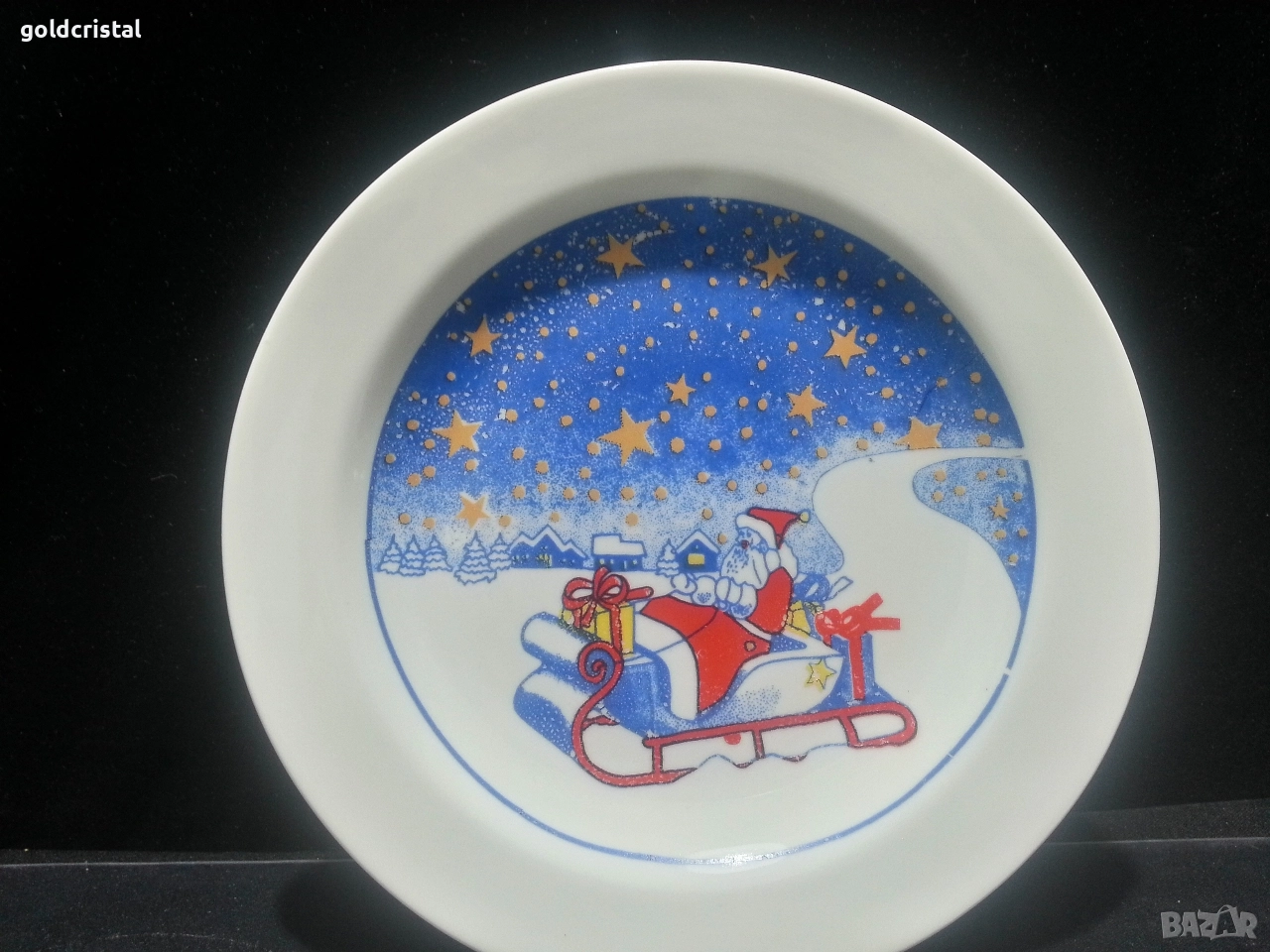 български порцелан чиния коледа нова година дядо мраз , снимка 1