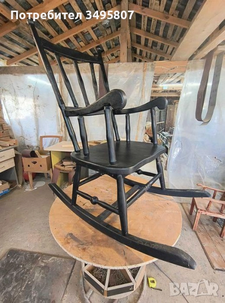 Люлеещ се стол от масивна дървесина , снимка 1