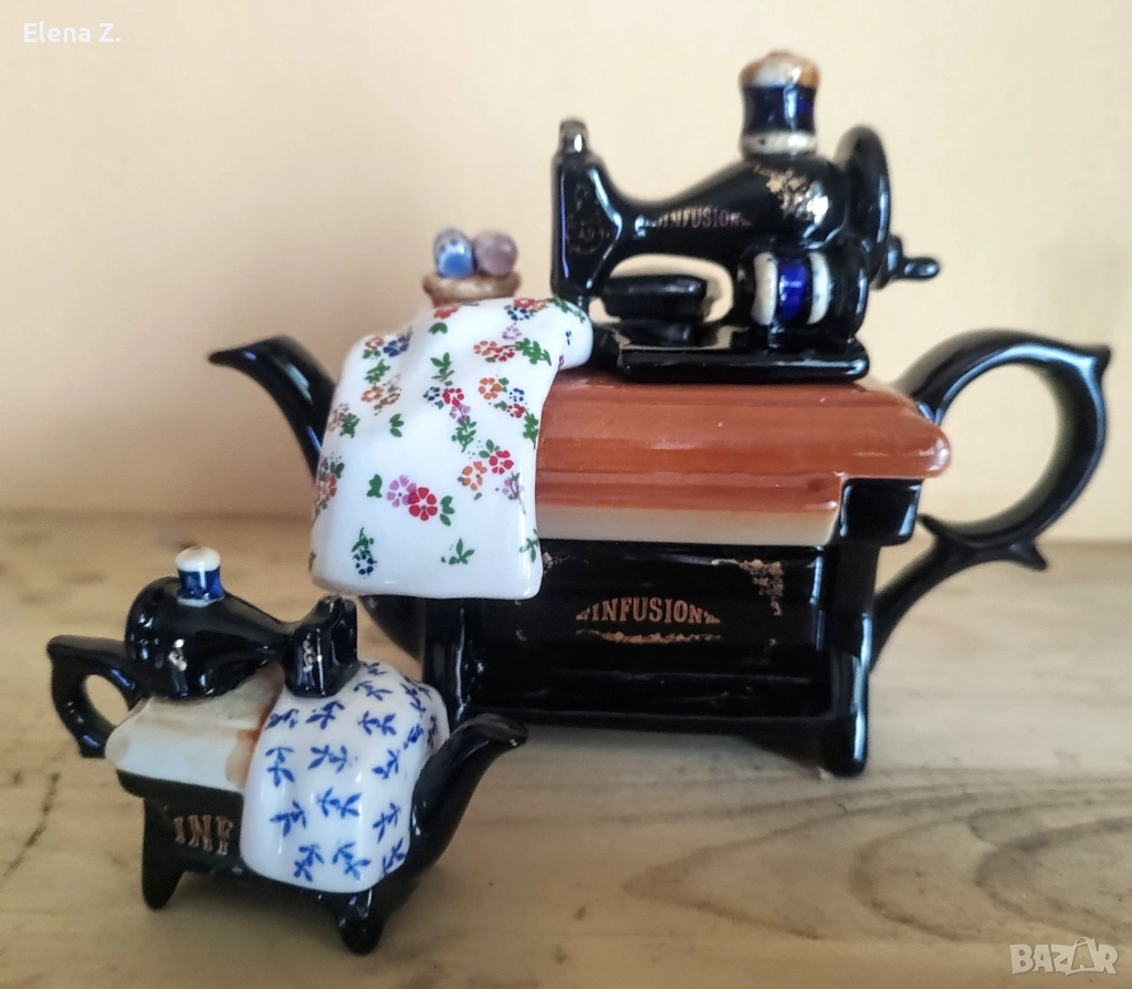 Малък чайник – шевна машина Infusion Пол Кардю, снимка 1